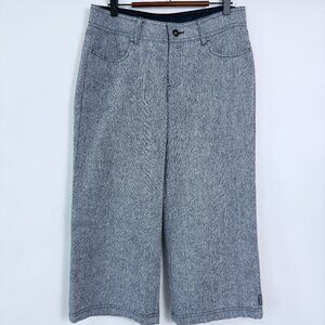 Prana Vintage Y2K Cropped Wide Leg Tweed Pants Womens Size 6 Blue-Gray Low Rise